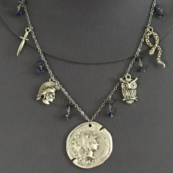 Athena Minerva Greek Roman Goddess Wisdom & War Handmade Necklace, Lapis Lazuli - Picture 8 of 15